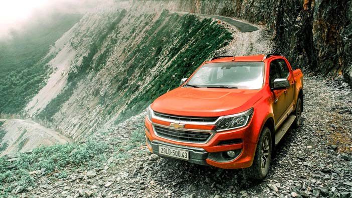 Chevrolet Colorado on a mountain pass road